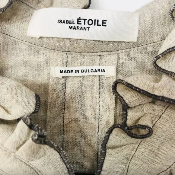 Etoile Isabel Marant Melphine Wool Blend High Neck Ruffle Blouse 38 6 - Picture 10 of 12